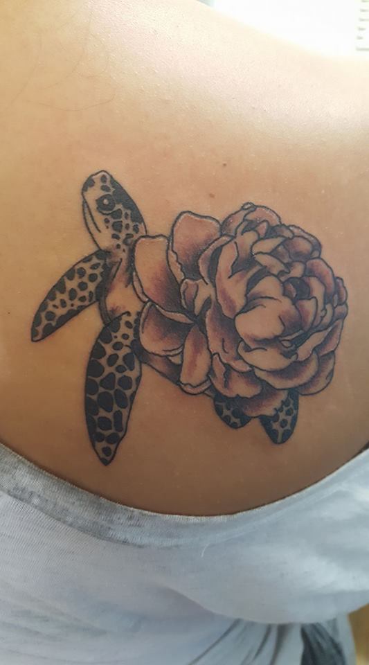 Sea Turtle With Flower Tattoos Best Flower Site