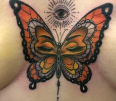 Eye Butterfly Chest Octopus Ink Tattoos