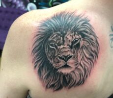 Lion Shoulder Back Octopus Ink Tattoos
